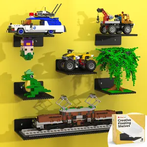 BlissBox Black Wall-Mounted Brick Display Shelf, 5” x 5.5”, Double-Sided with 16×17 Pegs on Each Side – Ideal for Toy Brick Storage, Display & Room Decor, Sturdy Durable ABS Material