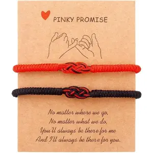 Matching Couple Bracelets for Men Women RedBlack Mix Infinity Love Lucky Bracelet TibetanLucky Amulet Knot Bracelet With Pinky Promise Card Relationship Bracelets for BoyfriendGirlfriend