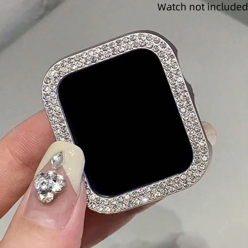 Shiny Rhinestone Watch Cases, Watch Protector for Men and Women, Hollowed-Out Protective Case for Apple Watch 38/40/41/42/44/45/46/49 mm, Compatible with Series Ultra, SE, 10, 9, 8, 7, 6, 5, 4, 3, 2, 1, Smartwatch Case Accessories