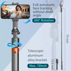 Ai Smart Face Tracking 2-In-1 Tech Gimbal Selfie Stick, 70 Inch Extendable Bluetooth-compatible Selfie Stick, Anti-Shake Stabilizer Tripod with 360 Degree Rotation