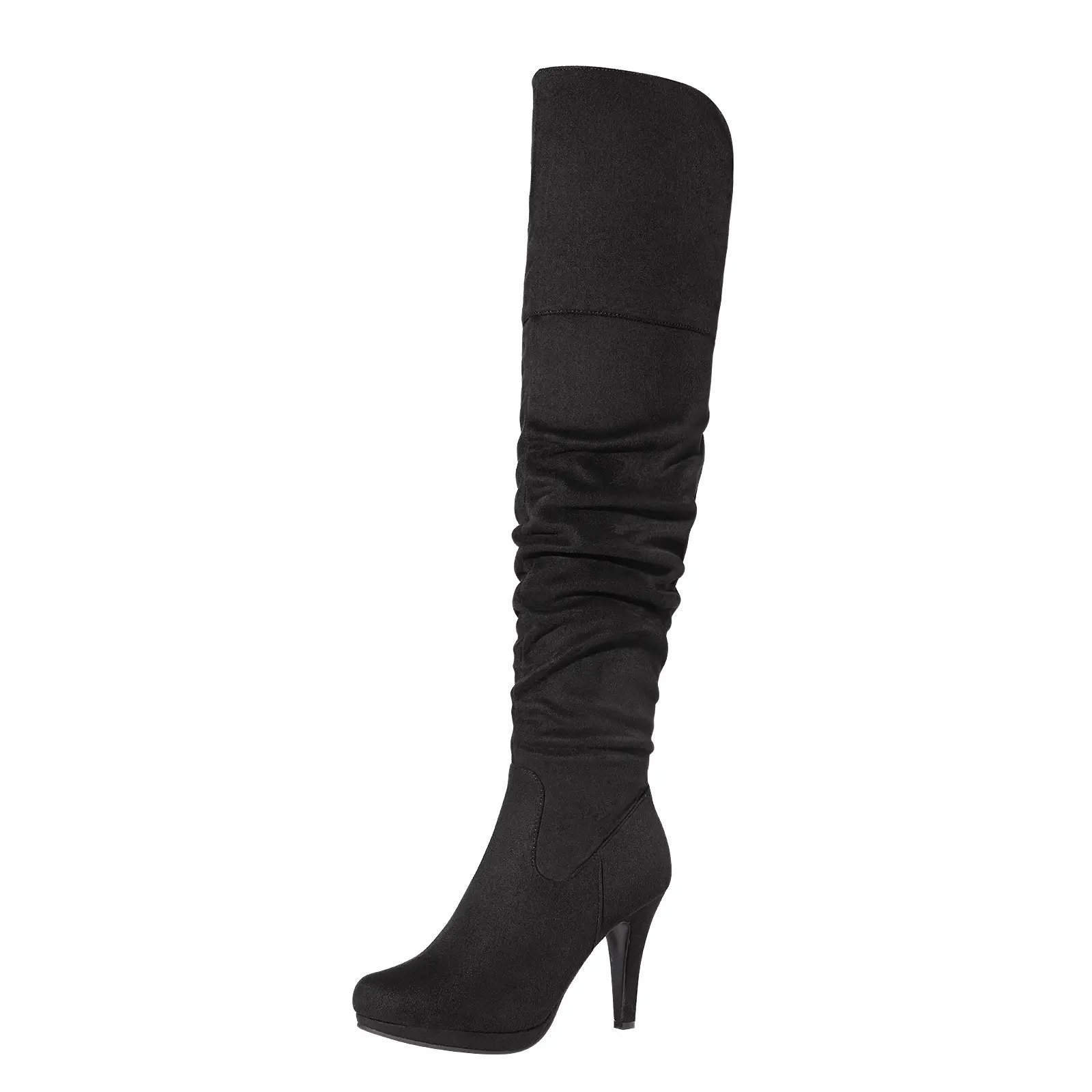 Dream Pairs Women's Stretch Suede Over-the-Knee Boots with Chunky Block Heel, Round Toe Platform Shoe, Fabric Lined Footwear, Chunky Heel