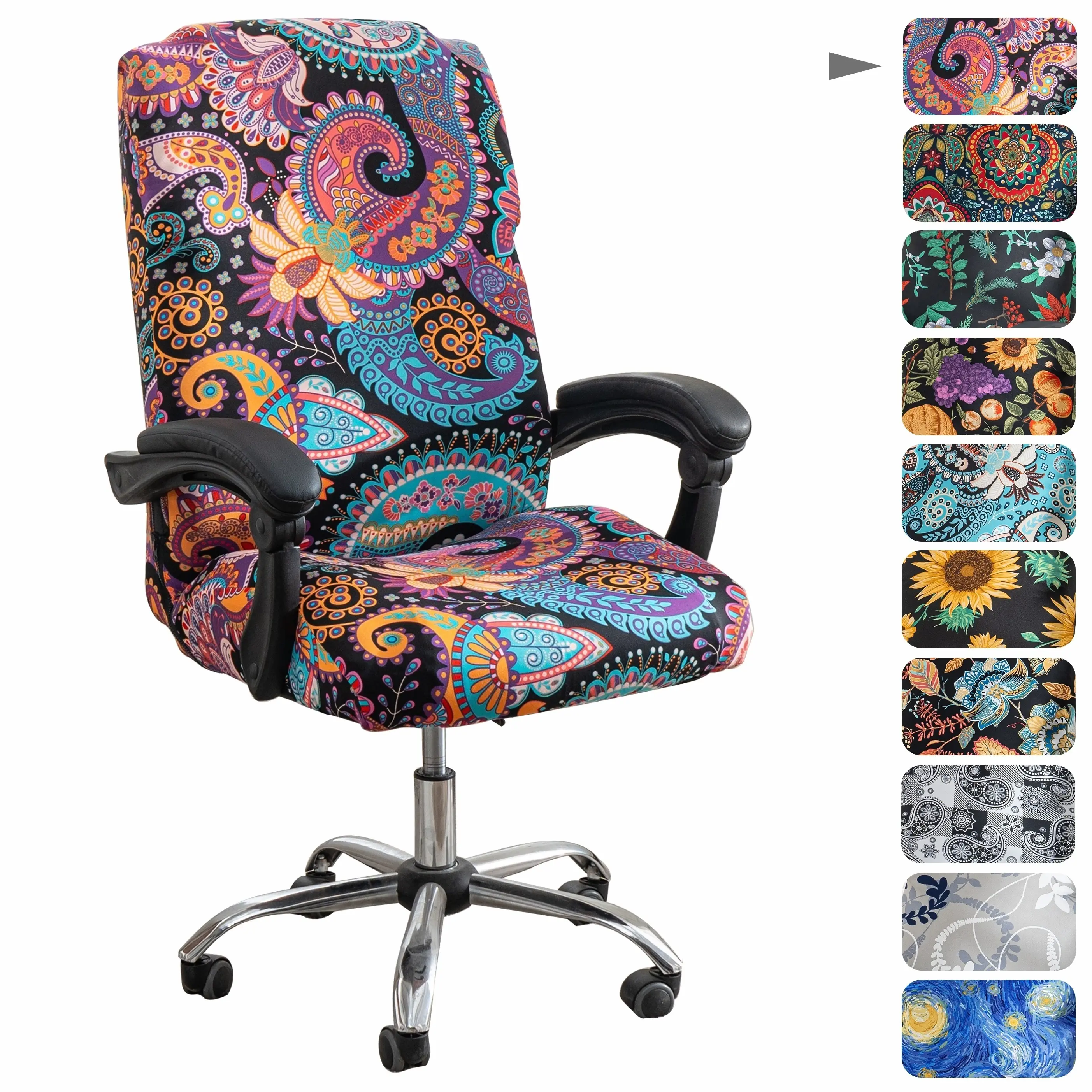 1pc Stretch Printed Computer Office Chair Covers, Soft Fit Universal Desk Rotating Chair Slipcovers, Removable Washable Anti-Dust Spandex Chair Protector Cover With Zipper, Valentine'S Day Gift, Valentine'S Day Decorations