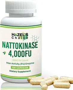 HAZEL'S CHOICE Edible Nattokinase Capsules - 4000 FU Maximum Activity Enzyme, 200mg Per Serving, 120 Count, Non-GMO, Gluten-Free, Clean Label Heart Support Dietary Supplement