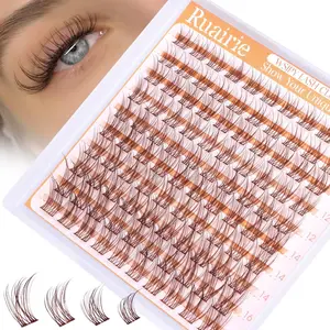 BROWN DIY Eyelashes Transparent Band, Natural Dense Cluster Lashes 10-16mm D Curl, Beginner Friendly, 100 Pieces, Cat Eye Style, Eyelash Extension, Individual Lash Clusters, DIY Eyelash Extensions, Volume Lashes