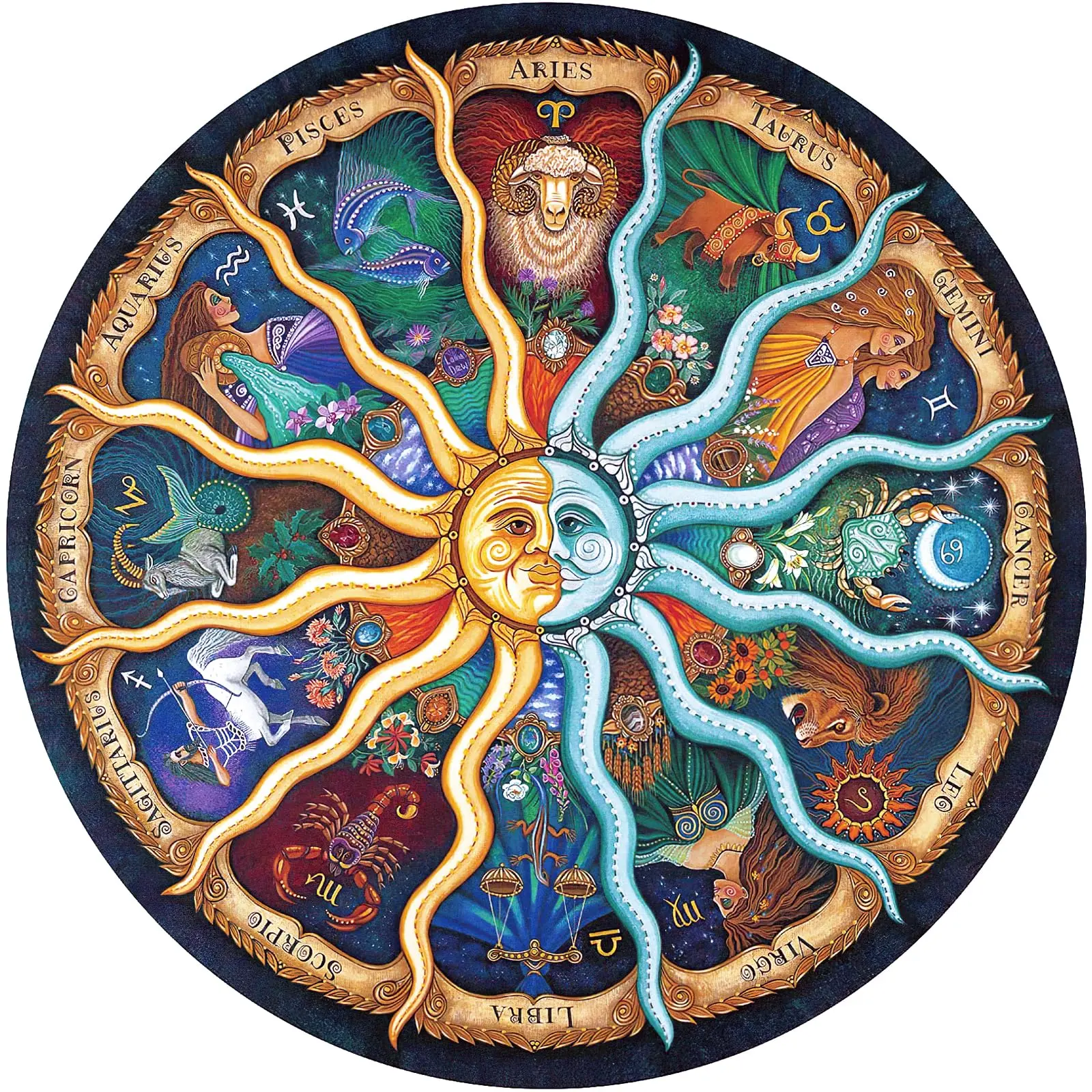 Jigsaw Puzzles 1000 Pieces for Adults, Zodiac Horoscope Challenging Decorative Round Puzzle, Perfect for Adult Game Nights or Best Gift for Puzzle Lovers