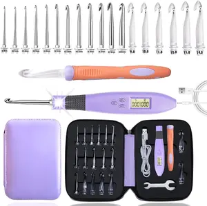 Yarniss 18 Size Counting Crochet Hooks Set with Light, Digital Crochet Hooks with Metal Head 2.0mm~14.0mm