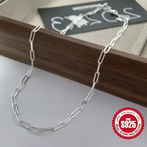 1pc S925 Silver Simple Hip HopPendant Necklace, Low Allergy, Casual DailyWear, For Men,Women, Christmas Gift