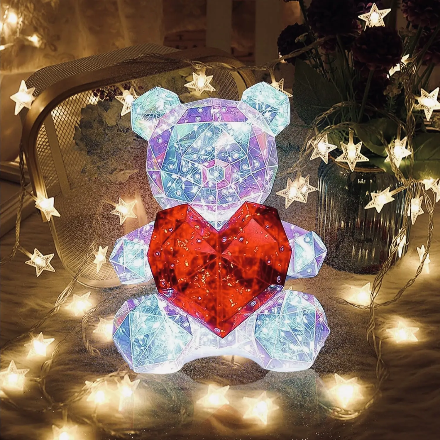 16 inch Shining LED Teddy Bear with Red Heart and Box - Perfect Gift for Kids