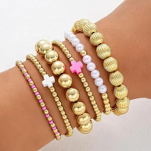 GleamJoy S Beaded Cross Bracelets Stack Christian Bracelets for Women Adjustable Bracelets Faith First Communion Confirmation Jewelry Gifts