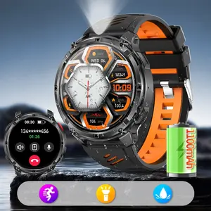 1.7 Inch Round HD Smartwatch, Large Battery Long-Lasting, Compatible with Android iOS, LED Light Compass, Gift Watch for Men Women