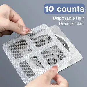 10 Counts Disposable Shower Drain Cover Hair Catcher Drain Protector, Mesh Stickers for Shower Drain, Bathroom, Kitchen, Sink, Versatile Use, for Human and pet Hair