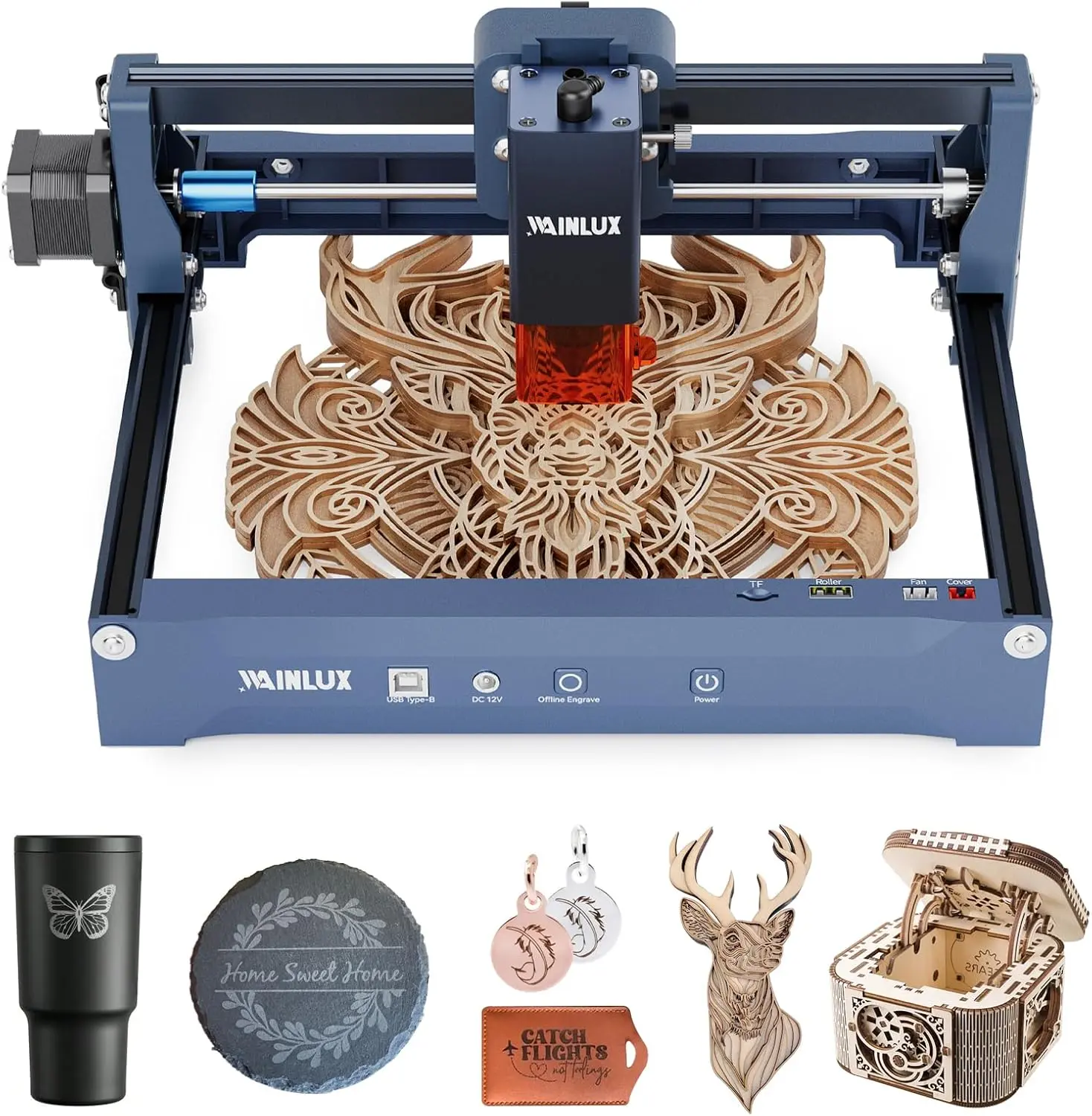 WAINLUX X2 10W Laser Engraver & Cutter Tool - Hardware Specialty Power Tool with 7.87in×5.9in Large Working Area, Quick Setup for Small Business DIY Personalized Gifts