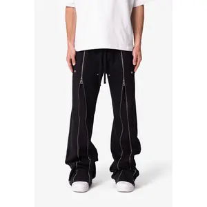mnml Rivet Zipper Flare Sweatpants - Black