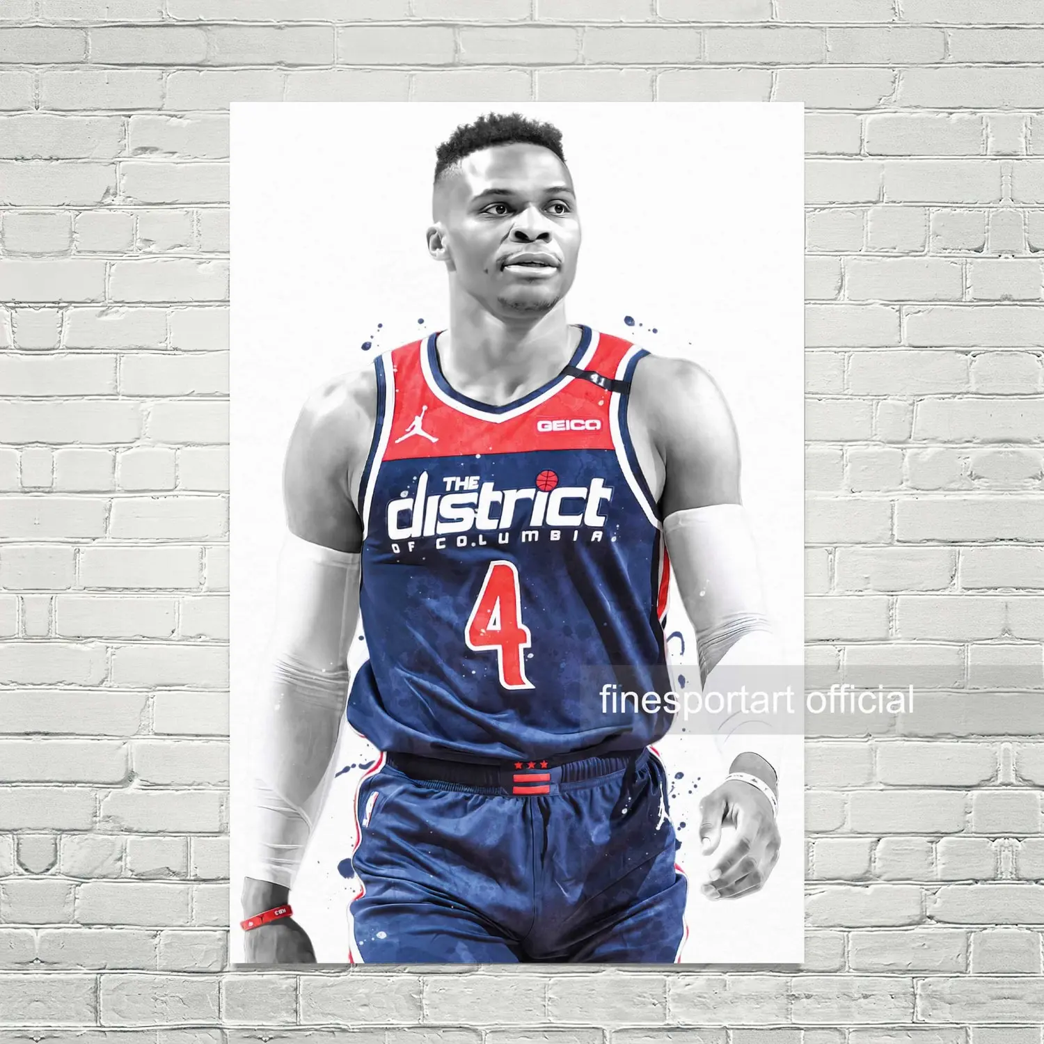 Russell Westbrook Washington Poster, Canvas,  print, Sports wall art, Kids room decor, Man Cave, Gift