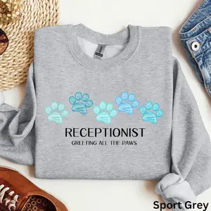 Vet Receptionist T-Shirt, Sweatshirt & Hoodie - Veterinary Reception Gifts, Vet Tech Hoodie, Receptionist Shirt, Front Office Crewneck