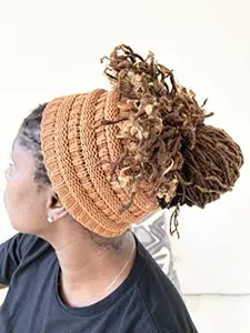 Locsanity Satin Lined Knit Winter Headband Beanie - Dreadlocks, Locs, Sisterlocks, Loose Natural Hair Warm Outdoor Cable Knitted