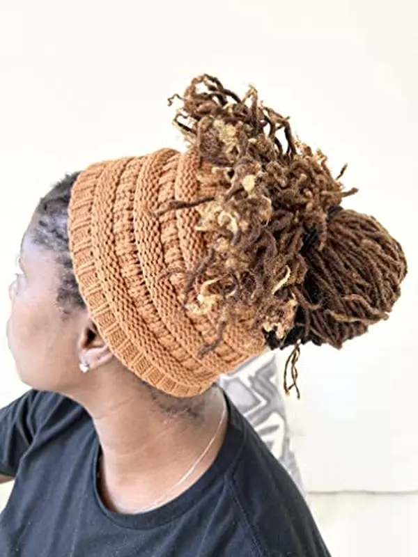 LOCSANITY Satin Lined Cable Knit Crochet Headband for Women, Boho Winter Ear Warmer for Dreadlocks, Adventure & Morning Running, Female, Elastic