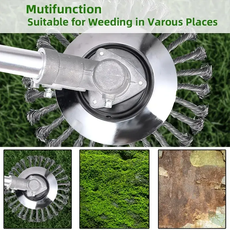 Universal Gas Weed Wiper Brush, Durable Steel Wire Wheel, Includes Mower Head & Weeding Plate, Fits Most Lawn Mowers, Garden Tool, Multiple Sizes Available