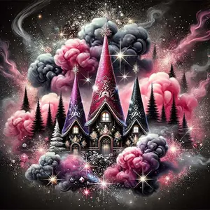 5D DIY full drill round diamond painting - diamond art painting kit Dream Castle mosaic, canvas - DIY decorative painting, home wall decor, suitable for Halloween and Christmas, birthday and anniversary gifts, Diamond Painting Kits