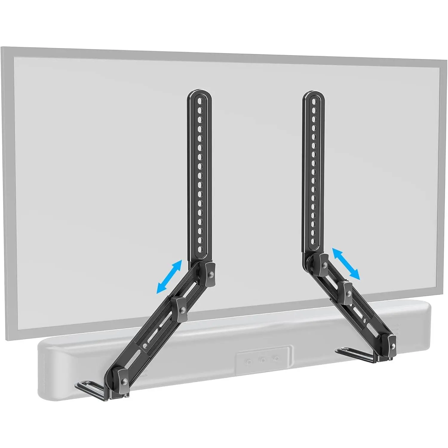 Soundbar Mount, Sound Bar TV Bracket, for Mounting Above or Under TV, Fits  Sound Bars Up to 15 Lbs, Tool-Free Knob Adjustable, for 23-90" tvs with Detachable Extension Arms and L-Brackets