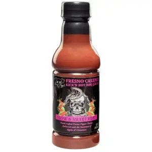 Tony Piggs Hot BBQ Sauce Fresno Creeper Flavor (19oz)- Great Condiment Topping for Wings, Ribs & Burgers at Parties- Barbecue Sauce w Hot Sauce Heat from Fresh Peppers- Grilling Gift for Men