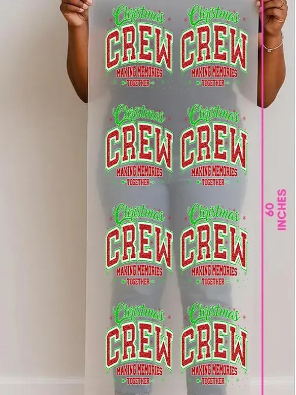 Christmas Crew Custom Crafts DTF Gang Sheet, 8 T-Shirt Prints, 60 Inches Long DIY Specialty Supply