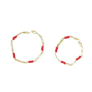 Exquisite 14k Gold Plated Wine Red Natural Garnet Beaded Bracelets for Women Female Lucky Fashion Jewelry Christmas Gifts