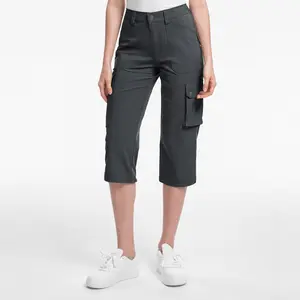 Moosehill Women's Cargo Capris Pants High Waist Waterproof Hiking HikerFlex W012 with Pockets and Comfortable Fit