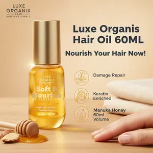 LUXE ORGANIX Soft & Nourish Serum Hair Oil Argan Oil + Keratin + Manuka Honey Damage Repair 60ml