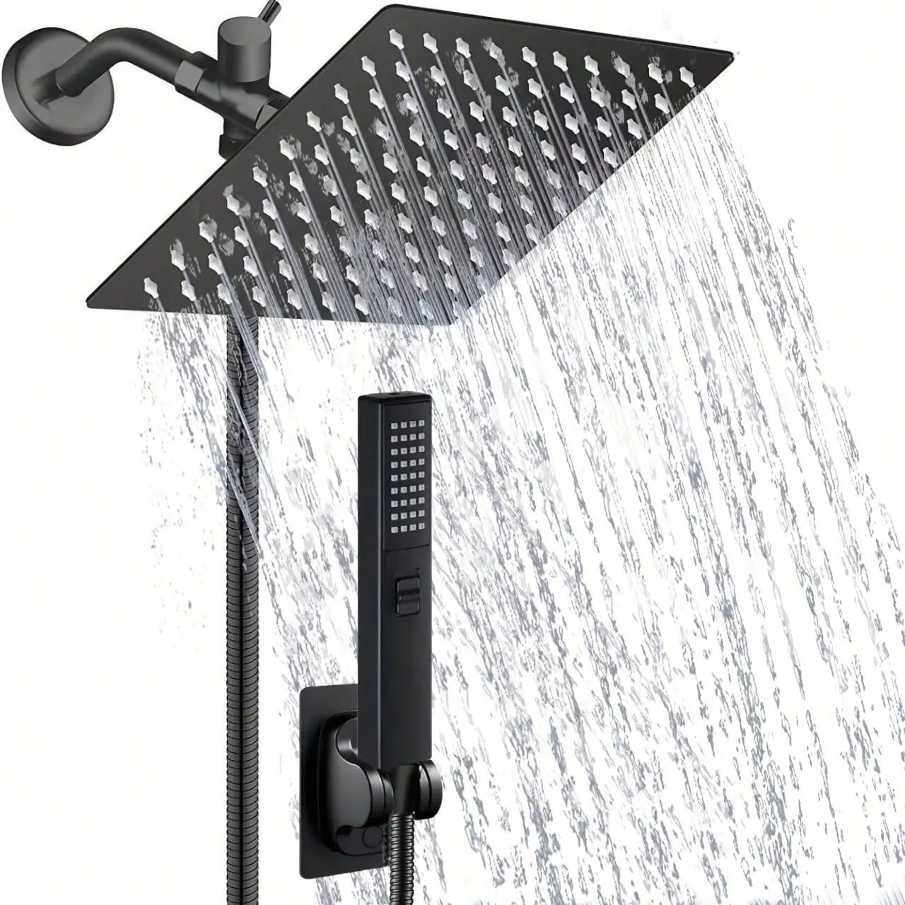 8 Inch Rain Shower Head with Handheld Spray, High-pressure Rainfall Shower Head Combo with 2+1 Spray Settings Handheld Showerhead Combo, Dual Shower Head Set, 3-Way Shower Combo, Powerful Low-pressure Water Shower Spray