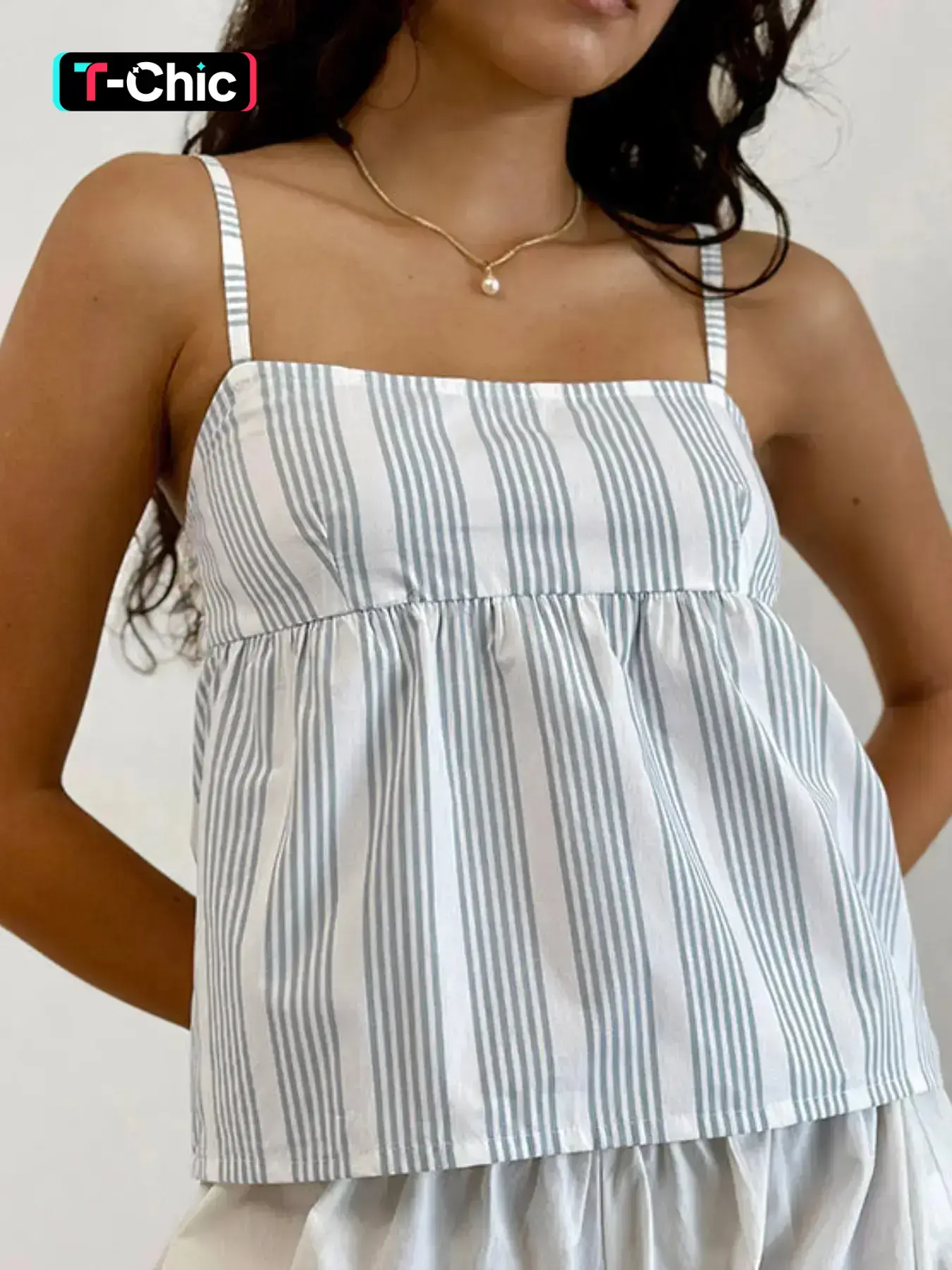 Women's striped camisole Spaghetti Strap - Sleeveless Loose Knit Breathable casual daily wear Womenswear Garment - suitable for summer tops Fit Casual Tank Top