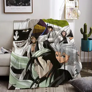 anime B-BLEACH Throw Flannel All Weather Blanket Kneeling Blankets Fluffy Warm Winter Blanket Blankets on Offer Home Knee Throw Wearing Microfiber