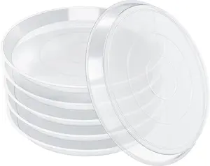 6 Pack Clear Plant Saucer, Durable Plant Drip Trays Saucers for Pots, No Holes Water Catcher Trays for Indoor Outdoor Planter, Sturdy Base Plate (Clear, 3"-6Pack)