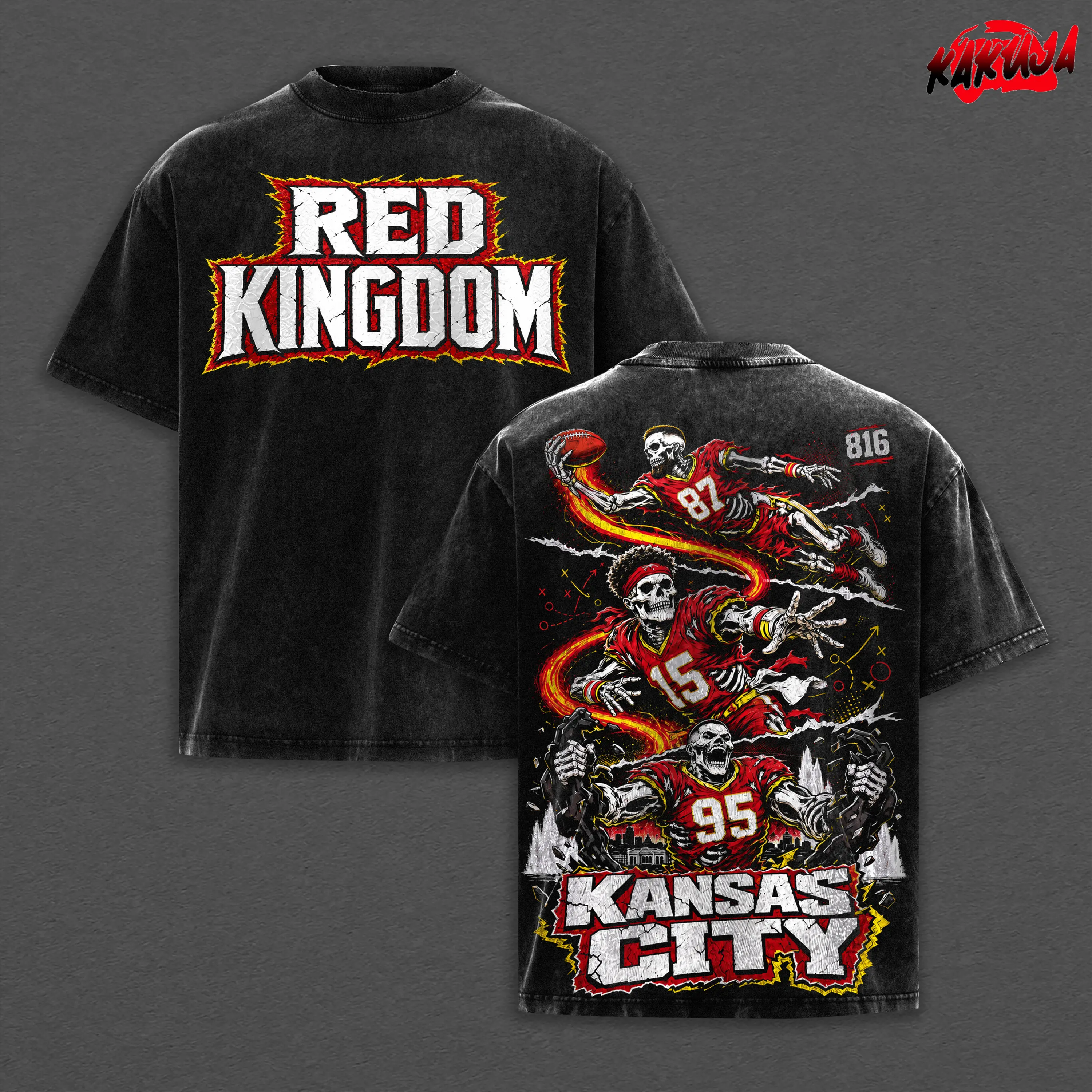 Patrick Magic Mahomes #15 Premium Acid Washed Cotton T-Shirt, Chiefs Kingdom Apparel, Mahomes Football Fans Streetwear Tee, Gift For Football Fan Graphic Tee T-Shirt,90s graphic good tees Casual American Short Sleeve Unisex T-shirt, Streetwear