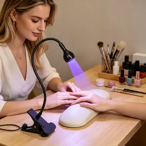 Hands-Free UV Nail Dryer with 360° Flexible Gooseneck | Compact USB-Powered Light for All Gel Polish Types, Ideal for Beginners & Professional Nail Artists