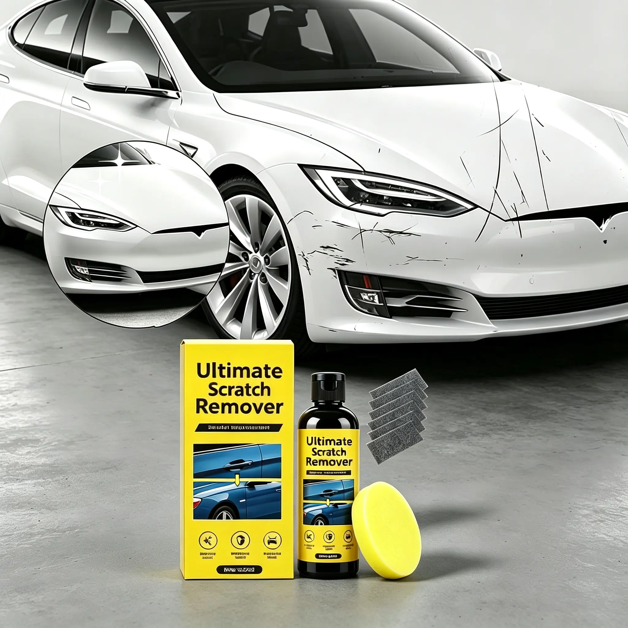 Car Scratch Remover Kit - Nano Polish with Scratch Fix Paste, Hand Apply DIY Auto Detailing Tool, Safe for All Cars, Restores Shine & High Gloss Finish, Quick Paint Restorer, Easy Automotive Maintenance Accessory