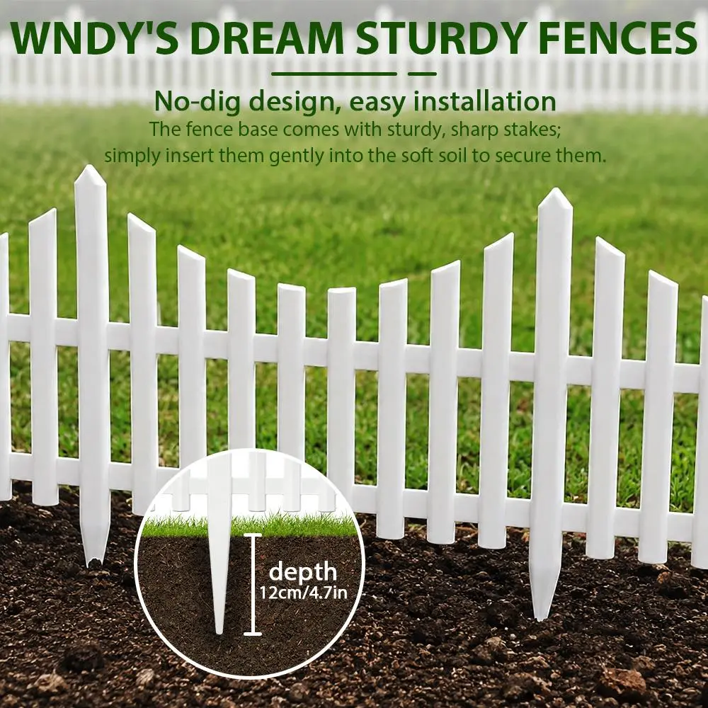 10pcs Decorative Fence, White/Brown Plastic Fencing - Durable Lawn And Flower Bed Border, Outdoor Landscape Stakes Yard Decor, Suitable for Lawn Edges, Flower Beds, Path Boundaries, Vegetable Gardens, And Courtyards. Easy to Install Fence Panels
