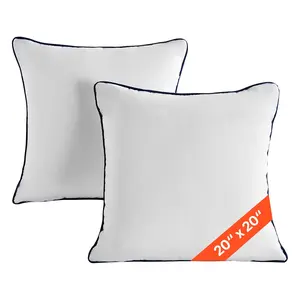 【Spotlight Day】VEVOR 20 x 20 in Throw Pillow Inserts, Set of 2, Firm and Fluffy Decorative Down Alternative Pillows with Polyester Fiber, Square White Cushion with Zipper, for Indoor Bed Couch Sofa and Living Room