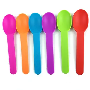 Heyiwell 50 PC Premium Plastic Wide Handle Spoons,Ice Cream Spoons Dessert Spoons,Assorted Colors