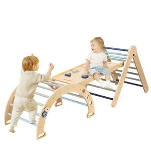 VIVOHOME 8 in 1 Pikler Triangle Set Wooden Climbing Toys for Toddlers Montessori Climbing Set Indoor Play Gym for Kids