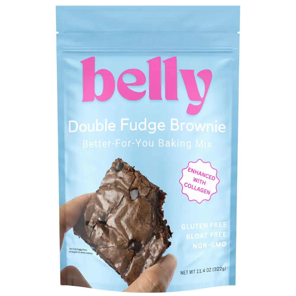 Belly Double Fudge Brownie Baking Mix l Bloat-Free Formula l Enhanced With Collagen l Gluten/Grain Free l High Protein & Low Sugar l Non-GMO Powder Natural