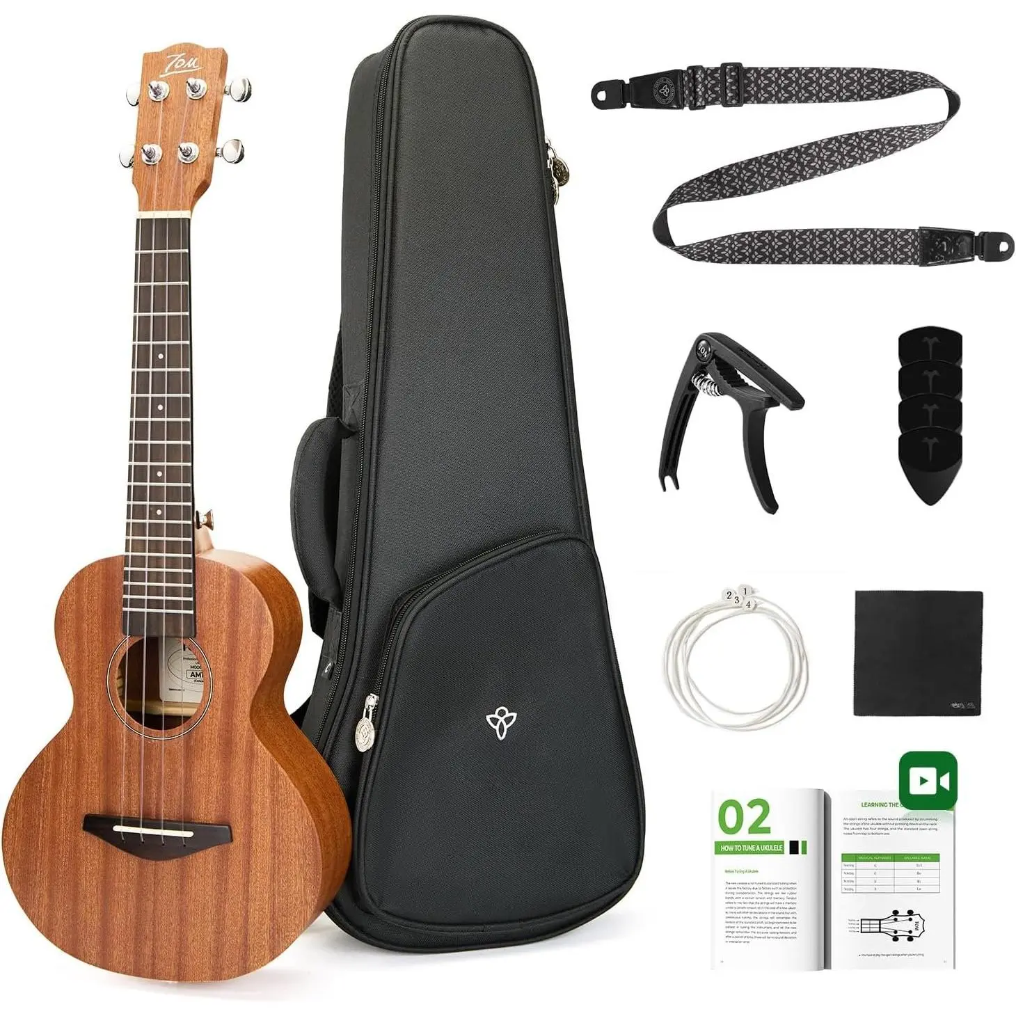 23" Sapele Concert Ukulele - Includes Quick Locking Strap  Ukulele Beginner Kit, Ukelele for Professional Adults, Beginner & , Rich Tone with D'Addario Strings, (23" Concert)