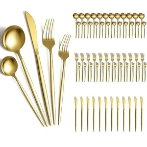 60 Pieces Gold Silverware Set, Stainless Steel Flatware Set Service for 12, Tableware Cutlery Set, Utensils for Home, Restaurant, hotel, Include Knife Fork Spoon Set,Dishwasher Safe, Sturdy Metal