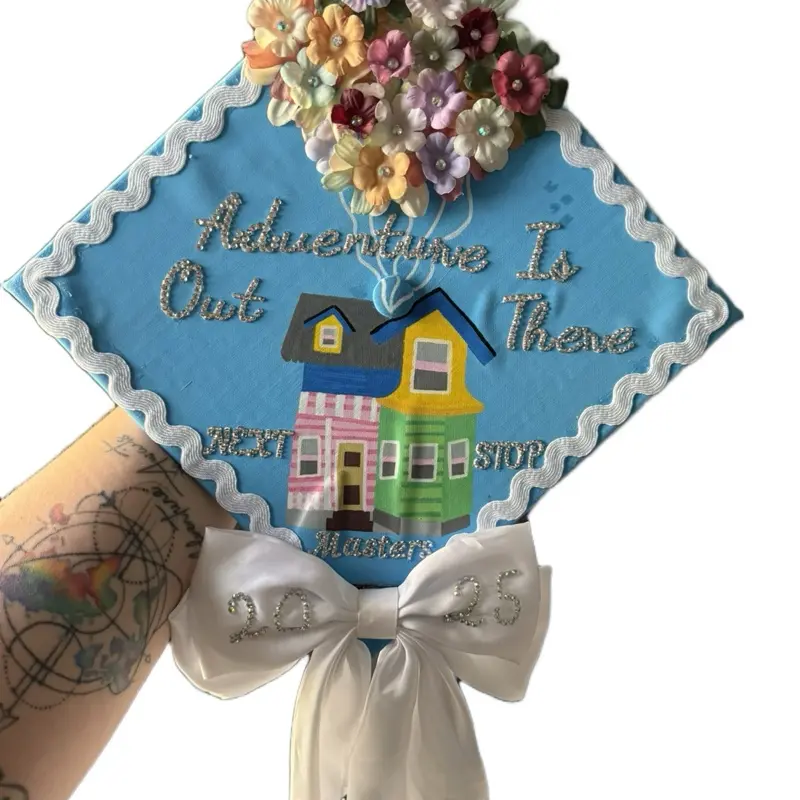 100% Customizable Graduation Cap Hand Drawn Painted with Unique Design for Your Special Day