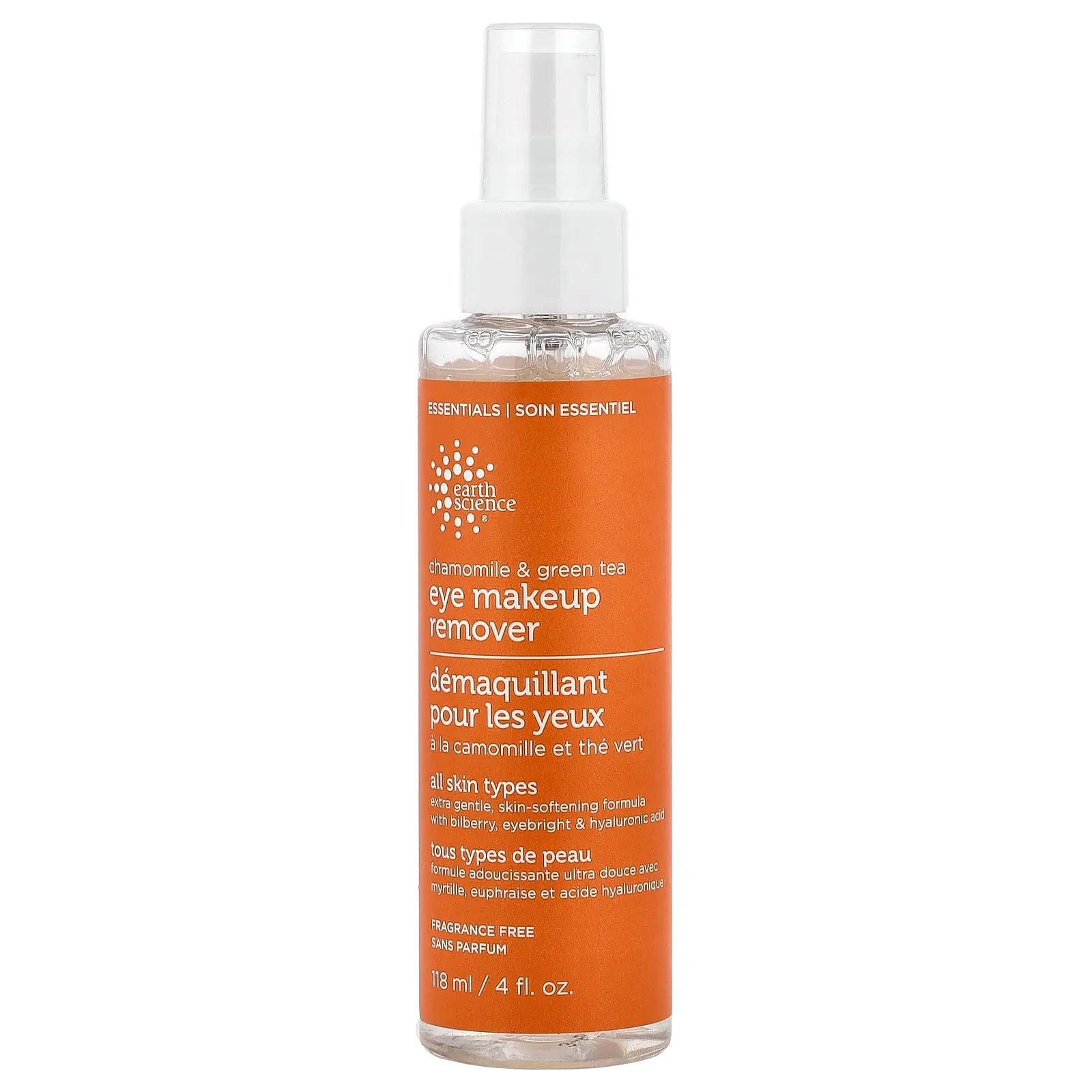Earth Science Eye Makeup Remover, Chamomile & Green Tea, Fragrance Free, 4 fl oz (118 ml)