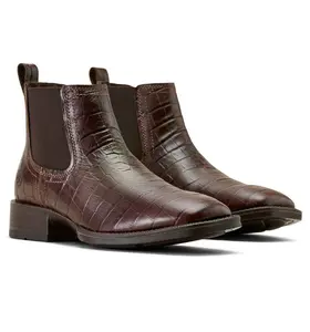 Men's Ariat Booker Chelsea Wide Square Toe Western Boot - Chocolate Croc Print