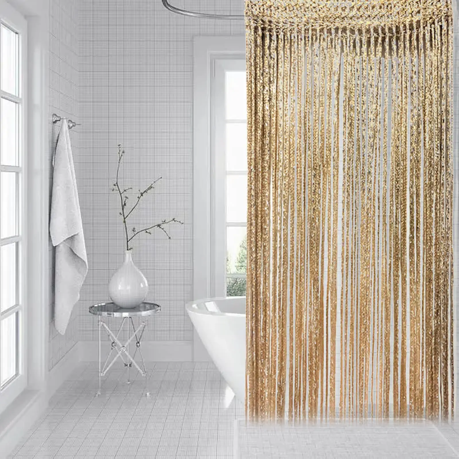Glitter String Curtain, 1 Count Sequin Glittering Curtain, Door Wall Panel Fringe Window Room Divider Blind, Decorative Tassel Strings Strip for Weddi