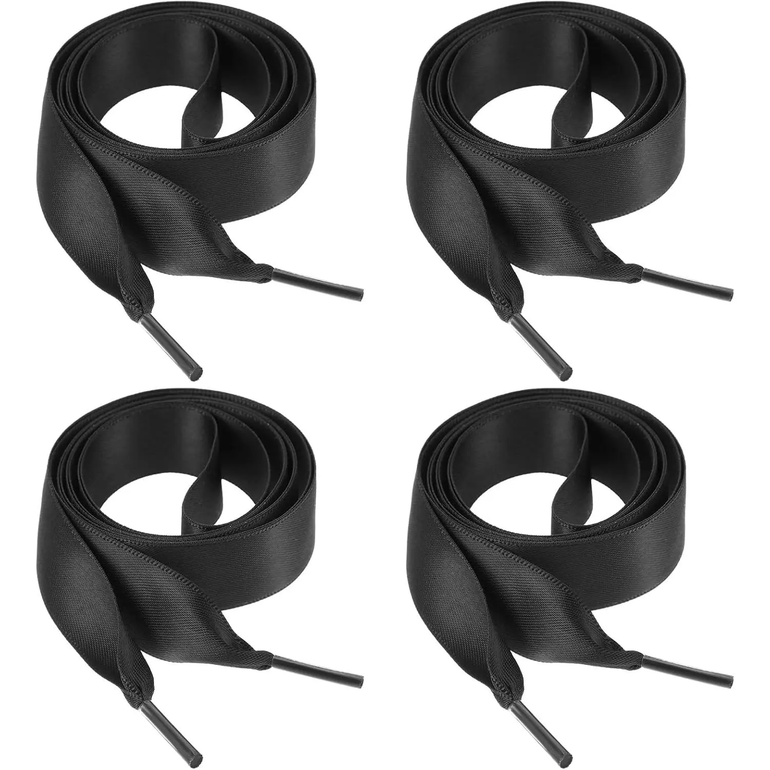 2 Pairs Ribbon Shoe Laces, " Flat Satin Shoelaces Soft Silky Shoe Ties 3/4" Wide Fashion Shoestring for Sneaker Boot