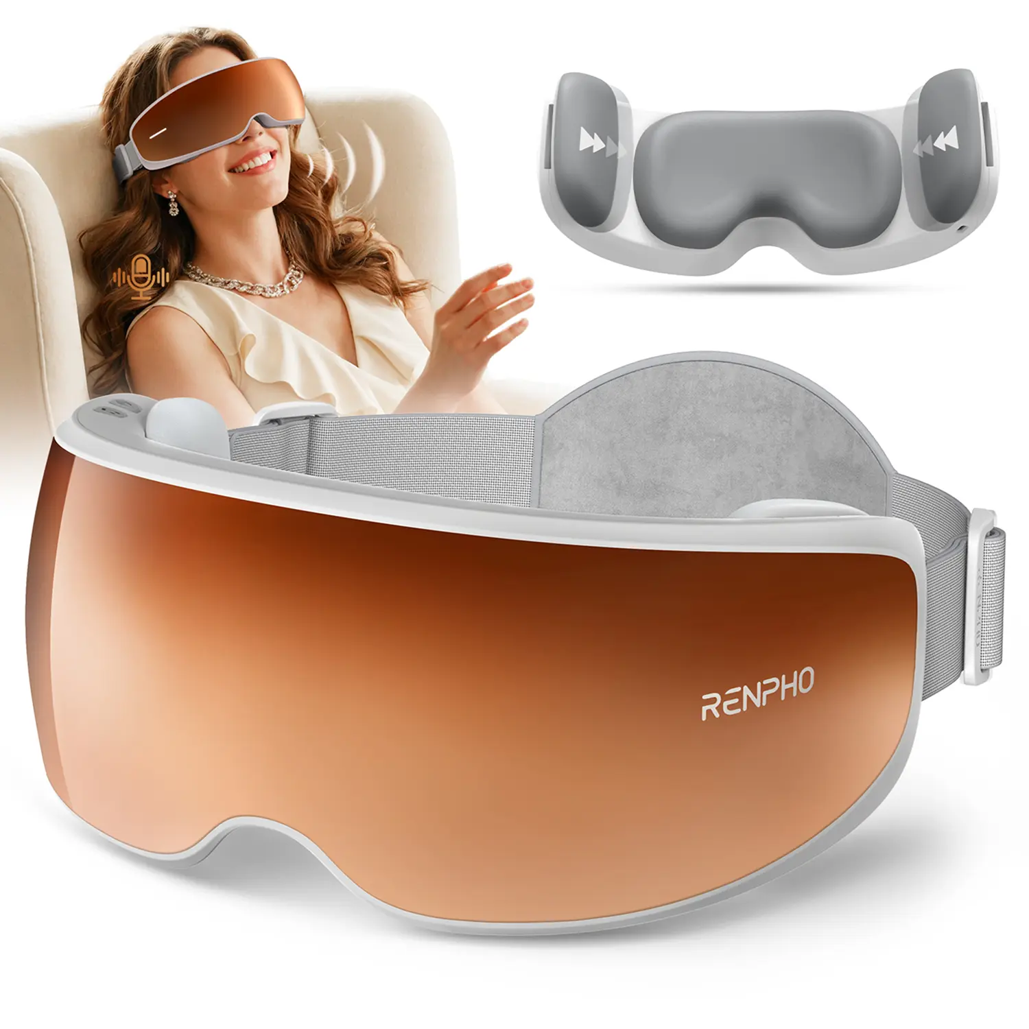 Renpho Eyeris Calina Smart Eye Massager with Heat & Temple Massage, Voice Control, Acupressure Vibration, Sleep Aid for Adults, Relaxing Self Care & Mental Health Gifts for Father's Day, Self Care Products, Stress Reliever, Relaxing Gifts