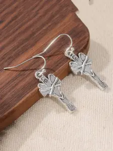 1 Pair of Vintage Minimalist Cross Heart Earrings Visible Faith Silver Jewelry Handcrafted The Perfect Gift for Women's Everyday and Evening Wear